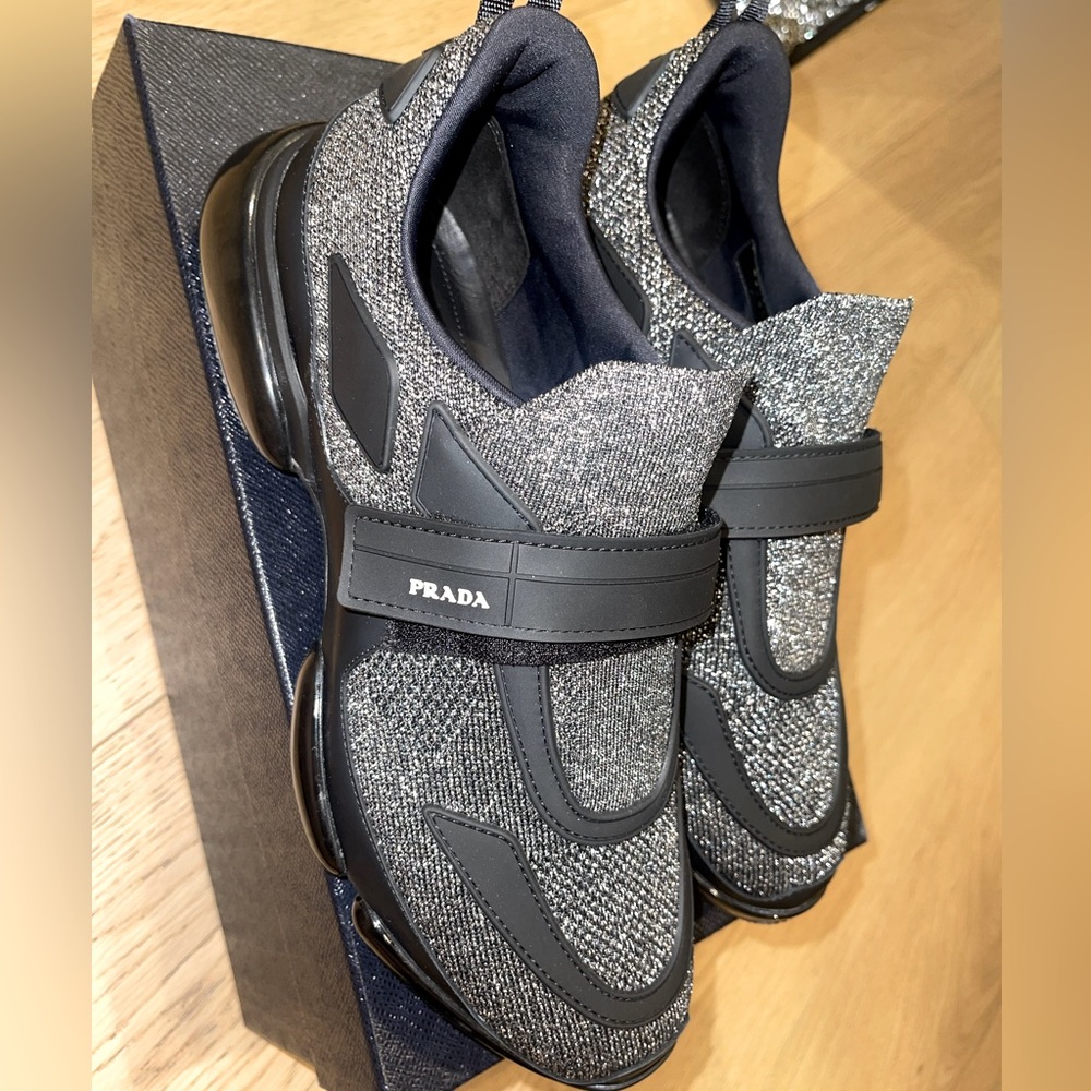 Prada Cloudbust Glitter Low-top Mesh Trainers (brand new)